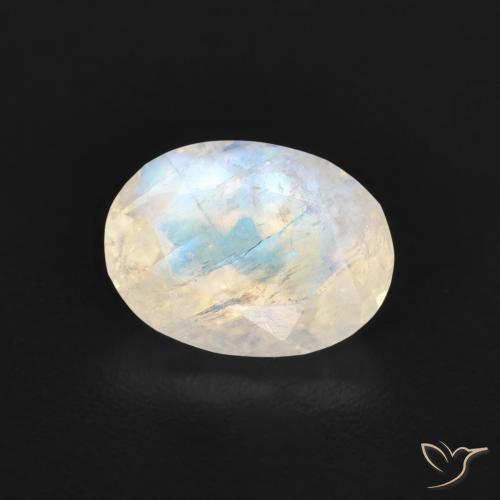 9,17 ctw natürlicher Bläulich-weiß Regenbogenmondstein, Oval, Transparent