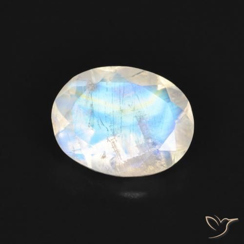 9,17 ctw natürlicher Bläulich-weiß Regenbogenmondstein, Oval, Transparent