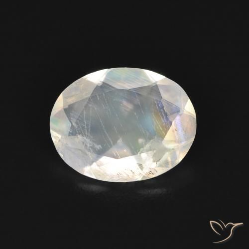 1.27ct Natürlicher Bläulich-weiß Regenbogenmondstein, Oval, Transparent