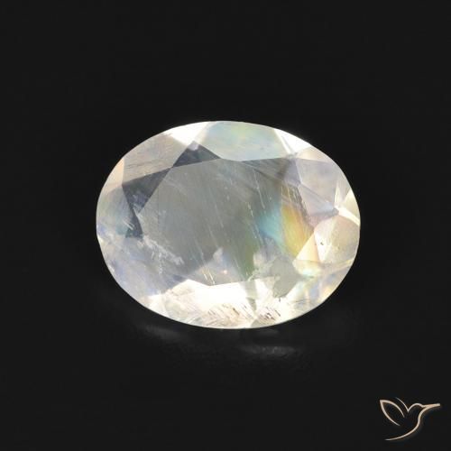 9,17 ctw natürlicher Bläulich-weiß Regenbogenmondstein, Oval, Transparent