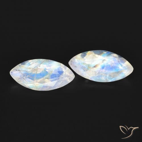 1.23ctw Natürlicher Bläulich-weiß Regenbogenmondstein, Marquise, Transparent