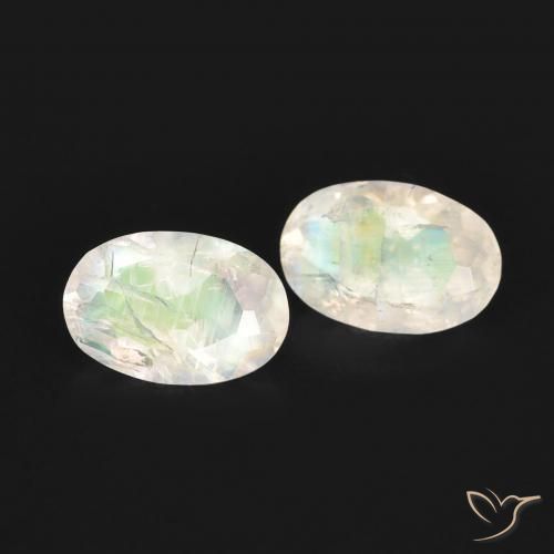 0.94 ct natürliche Bläulich-weiß Regenbogenmondstein-Edelsteine, Oval, Transparent