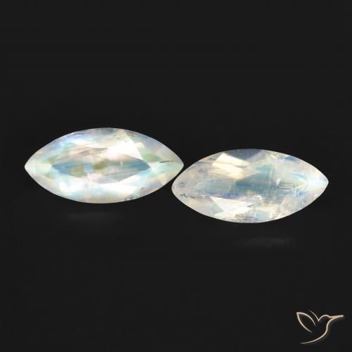 1.14ctw Natürlicher Bläulich-weiß Regenbogenmondstein, Marquise, Transparent