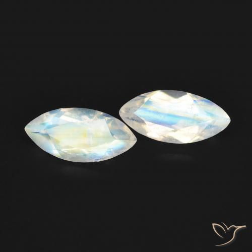 1.14 ct natürliche Bläulich-weiß Regenbogenmondstein-Edelsteine, Marquise, Transparent