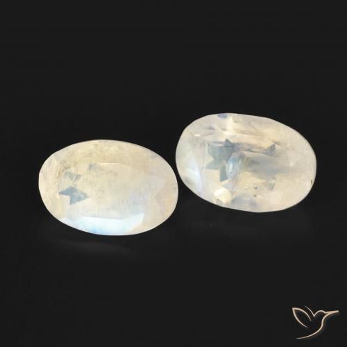 1.03 ct natürliche Bläulich-weiß Regenbogenmondstein-Edelsteine, Oval, Transparent