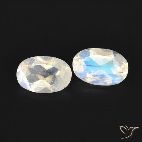 0.80 ct natürliche Bläulich-weiß Regenbogenmondstein-Edelsteine, Oval, Transparent