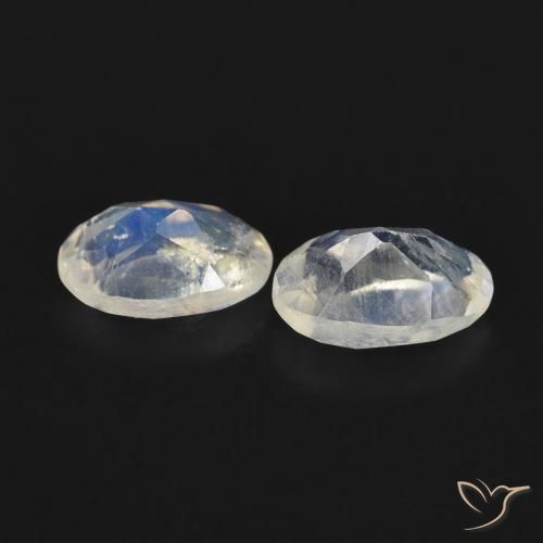 0.89 ct natürliche Bläulich-weiß Regenbogenmondstein-Edelsteine, Oval, Transparent