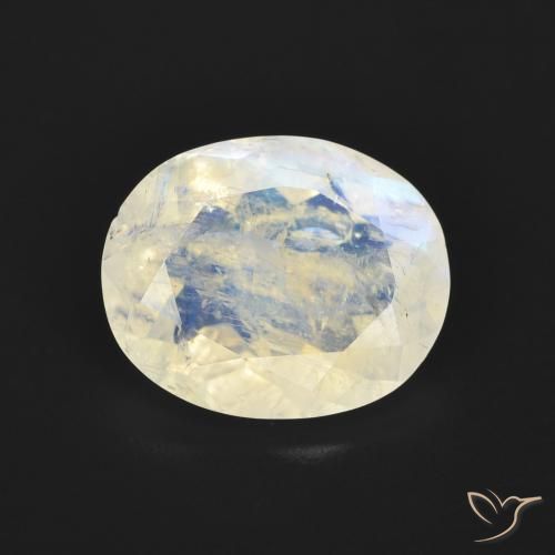 2.68ct Natürlicher Bläulich-weiß Regenbogenmondstein, Oval, Transparent