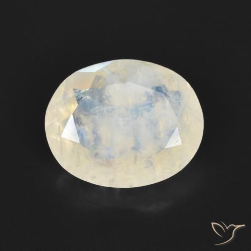 2.69ct Natürlicher Bläulich-weiß Regenbogenmondstein, Oval, Transparent