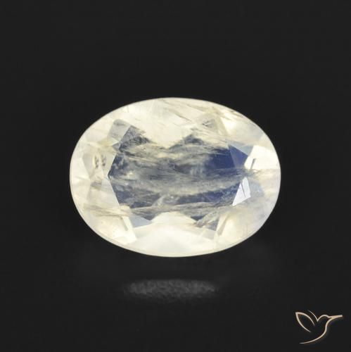 1.15ct Natürlicher Bläulich-weiß Regenbogenmondstein, Oval, Transparent