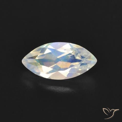 0.52ct Natürlicher Bläulich-weiß Regenbogenmondstein, Marquise, Transparent