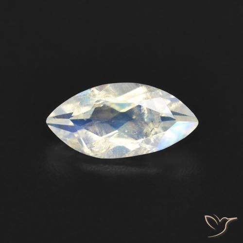 0.51ct Natürlicher Bläulich-weiß Regenbogenmondstein, Marquise, Transparent
