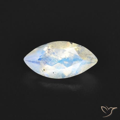 0.55ct Natürlicher Bläulich-weiß Regenbogenmondstein, Marquise, Transparent