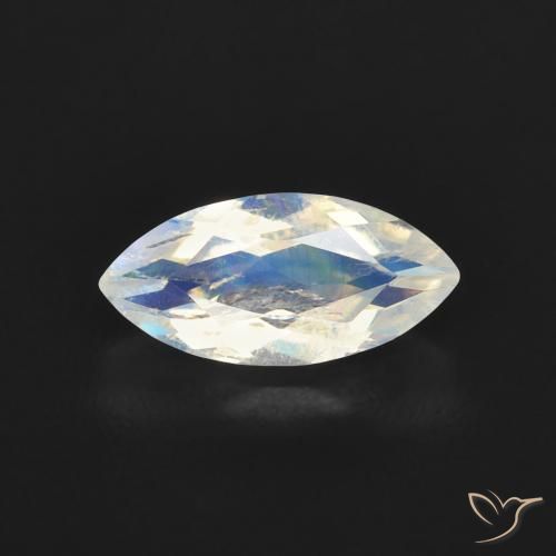 0.61ct Natürlicher Bläulich-weiß Regenbogenmondstein, Marquise, Transparent