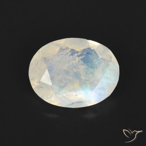 1.36ct Natürlicher Bläulich-weiß Regenbogenmondstein, Oval, Transparent