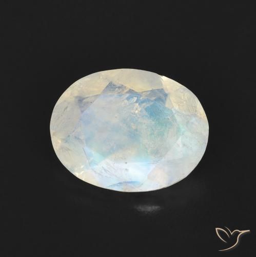 9,17 ctw natürlicher Bläulich-weiß Regenbogenmondstein, Oval, Transparent