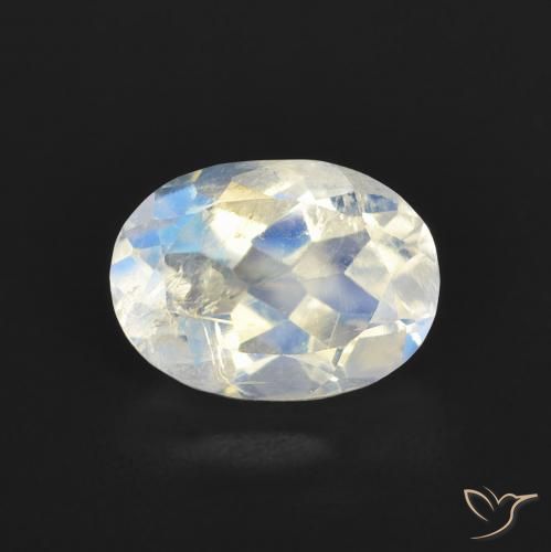 1.22ct Natürlicher Bläulich-weiß Regenbogenmondstein, Oval, Transparent