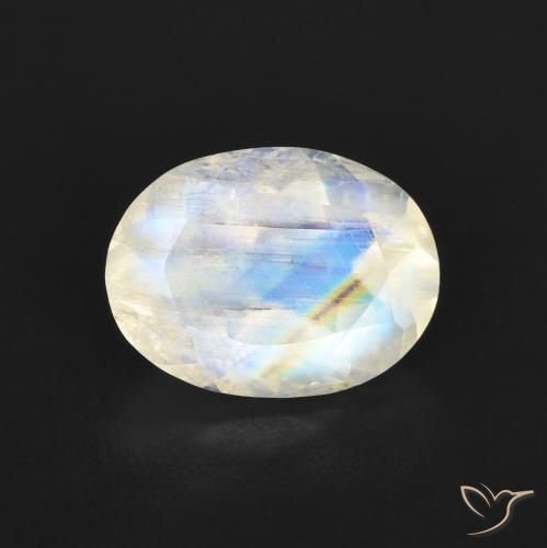 1.21ct Natürlicher Bläulich-weiß Regenbogenmondstein, Oval, Transparent
