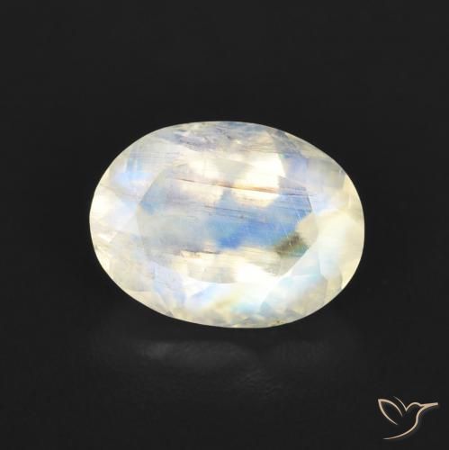 9,17 ctw natürlicher Bläulich-weiß Regenbogenmondstein, Oval, Transparent