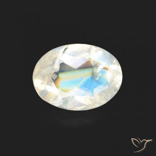 1.03ct Natürlicher Bläulich-weiß Regenbogenmondstein, Oval, Transparent