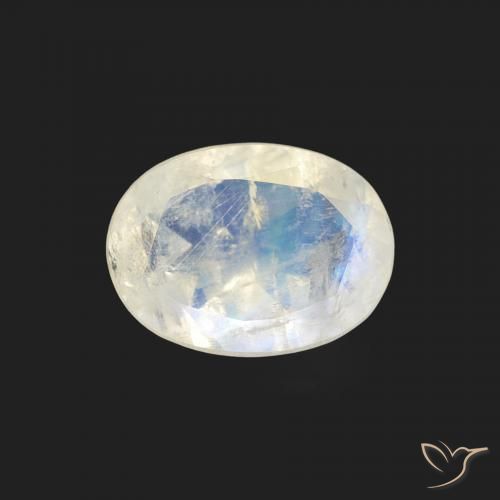 1.07ct Natürlicher Bläulich-weiß Regenbogenmondstein, Oval, Transparent