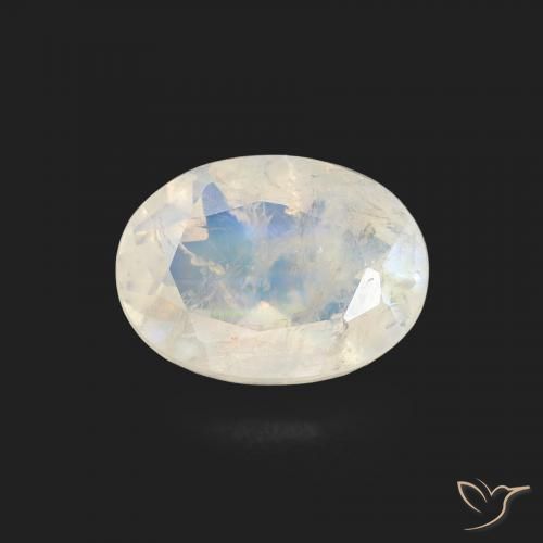 1.10ct Natürlicher Bläulich-weiß Regenbogenmondstein, Oval, Transparent