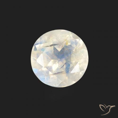 0.47ct Natürlicher Bläulich-weiß Regenbogenmondstein, Runden, Transparent