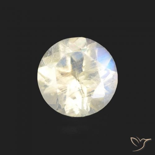 0.49ct Natürlicher Bläulich-weiß Regenbogenmondstein, Runden, Transparent