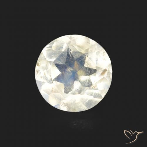 0.66ct Natürlicher Bläulich-weiß Regenbogenmondstein, Runden, Transparent