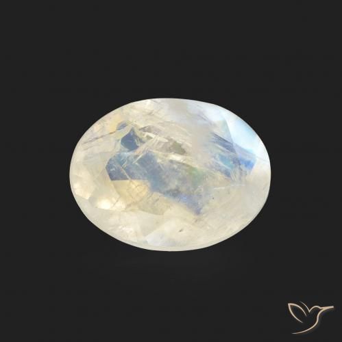 1.15ct Natürlicher Bläulich-weiß Regenbogenmondstein, Oval, Transparent