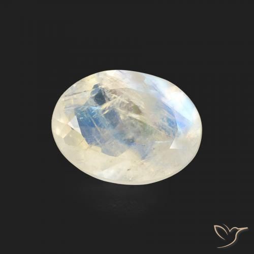 9,17 ctw natürlicher Bläulich-weiß Regenbogenmondstein, Oval, Transparent