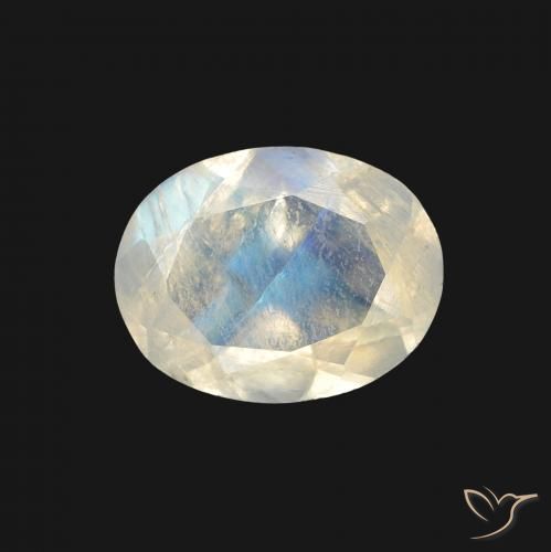 1.28ct Natürlicher Bläulich-weiß Regenbogenmondstein, Oval, Transparent