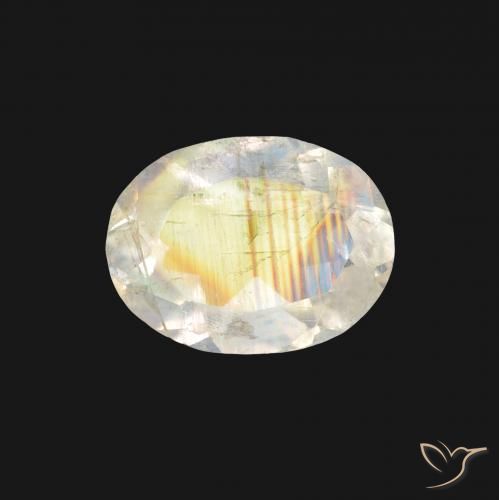 1.19ct Natürlicher Bläulich-weiß Regenbogenmondstein, Oval, Transparent