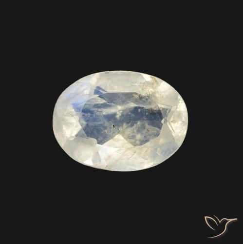 1.04ct Natürlicher Bläulich-weiß Regenbogenmondstein, Oval, Transparent