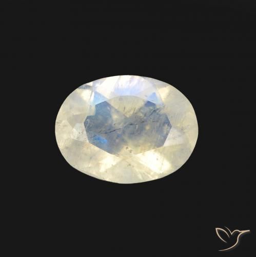 1.23ct Natürlicher Bläulich-weiß Regenbogenmondstein, Oval, Transparent