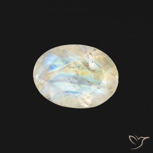9,17 ctw natürlicher Bläulich-weiß Regenbogenmondstein, Oval, Transparent