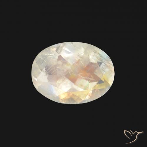 1.21ct Natürlicher Bläulich-weiß Regenbogenmondstein, Oval, Transparent
