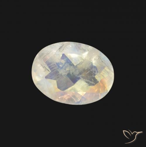 9,17 ctw natürlicher Bläulich-weiß Regenbogenmondstein, Oval, Transparent