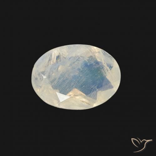1.01ct Natürlicher Bläulich-weiß Regenbogenmondstein, Oval, Transparent