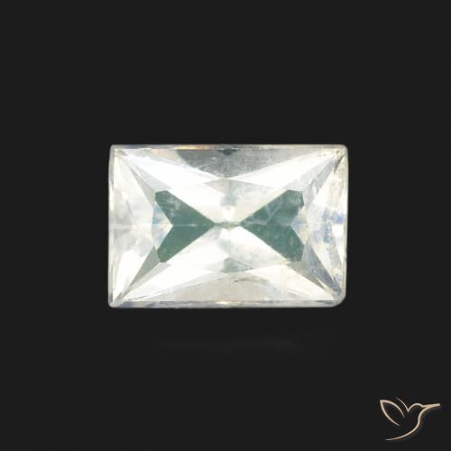 0.50ct Natürlicher Bläulich-weiß Regenbogenmondstein, Baguette, Transparent