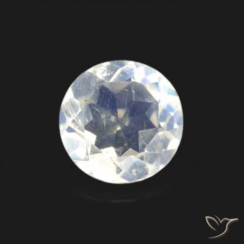 0.52ct Natürlicher Bläulich-weiß Regenbogenmondstein, Runden, Transparent