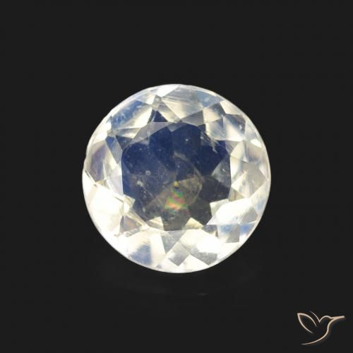 0.54ct Natürlicher Bläulich-weiß Regenbogenmondstein, Runden, Transparent