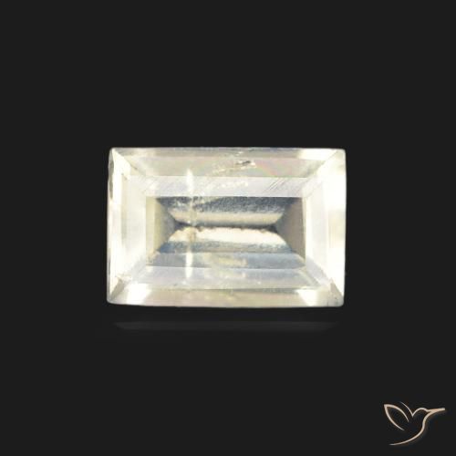 0.46ct Natürlicher Bläulich-weiß Regenbogenmondstein, Baguette, Transparent