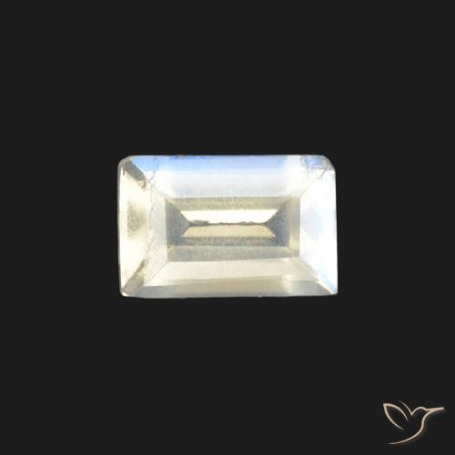0.47ct Natürlicher Bläulich-weiß Regenbogenmondstein, Baguette, VS