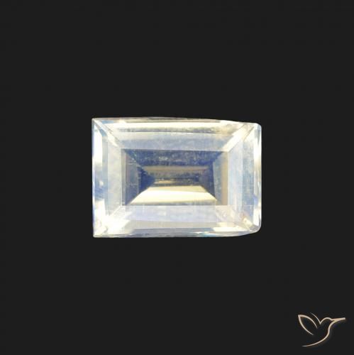 0.82ct Natürlicher Bläulich-weiß Regenbogenmondstein, Baguette, VS