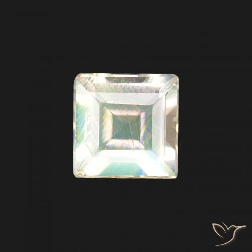 0.30ct Natürlicher Bläulich-weiß Regenbogenmondstein, Quadrat, Transparent