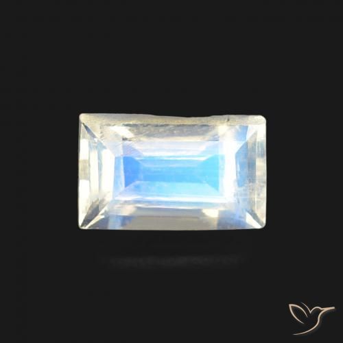 0.50ct Natürlicher Bläulich-weiß Regenbogenmondstein, Baguette, Transparent