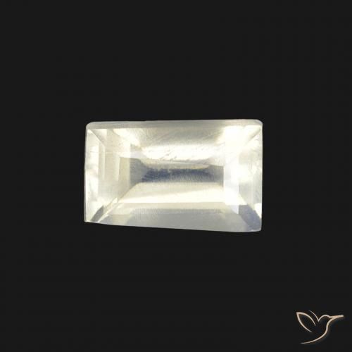 0.53ct Natürlicher Bläulich-weiß Regenbogenmondstein, Baguette, Transparent