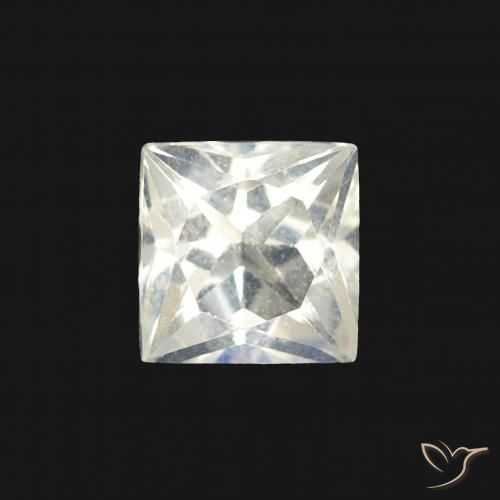 0.36ct Natürlicher Bläulich-weiß Regenbogenmondstein, Quadrat, Transparent