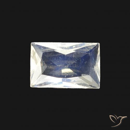 0.43ct Natürlicher Bläulich-weiß Regenbogenmondstein, Baguette, Transparent